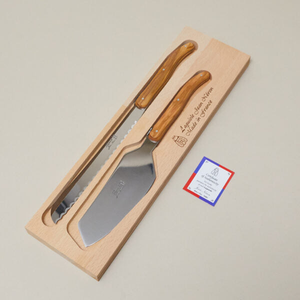 Laguiole Cake Serving Set, Olivewood in wooden box