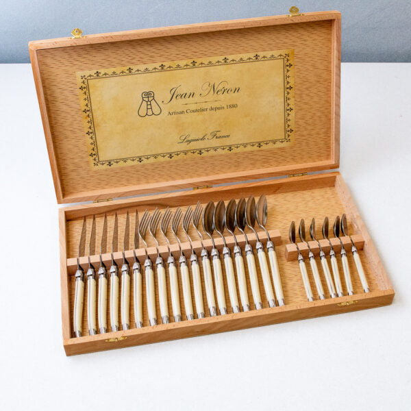 Laguiole 24 Piece Flatware Set, Ivory in Wood Presentation Box