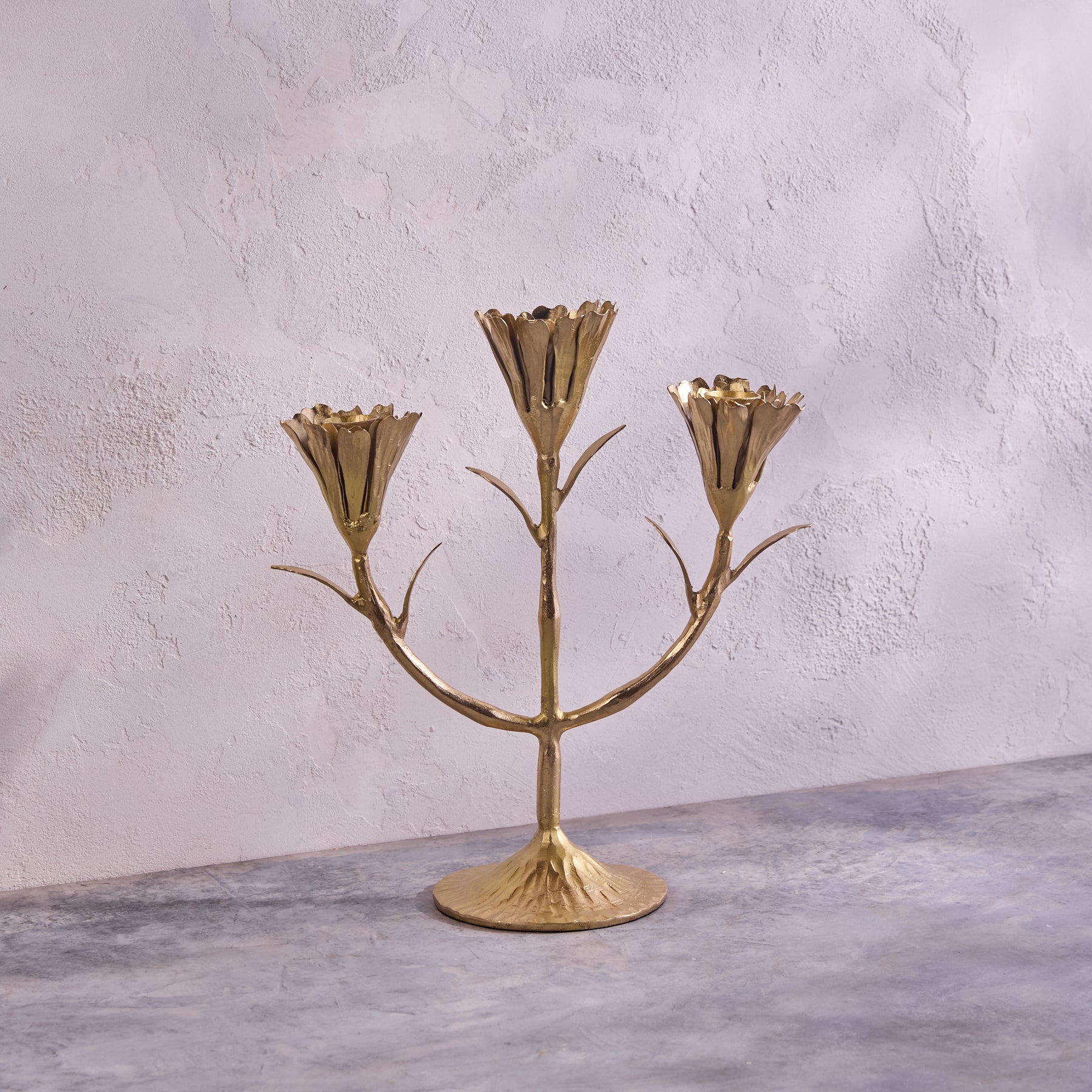 Gold Floral Candleholder, Candleabra