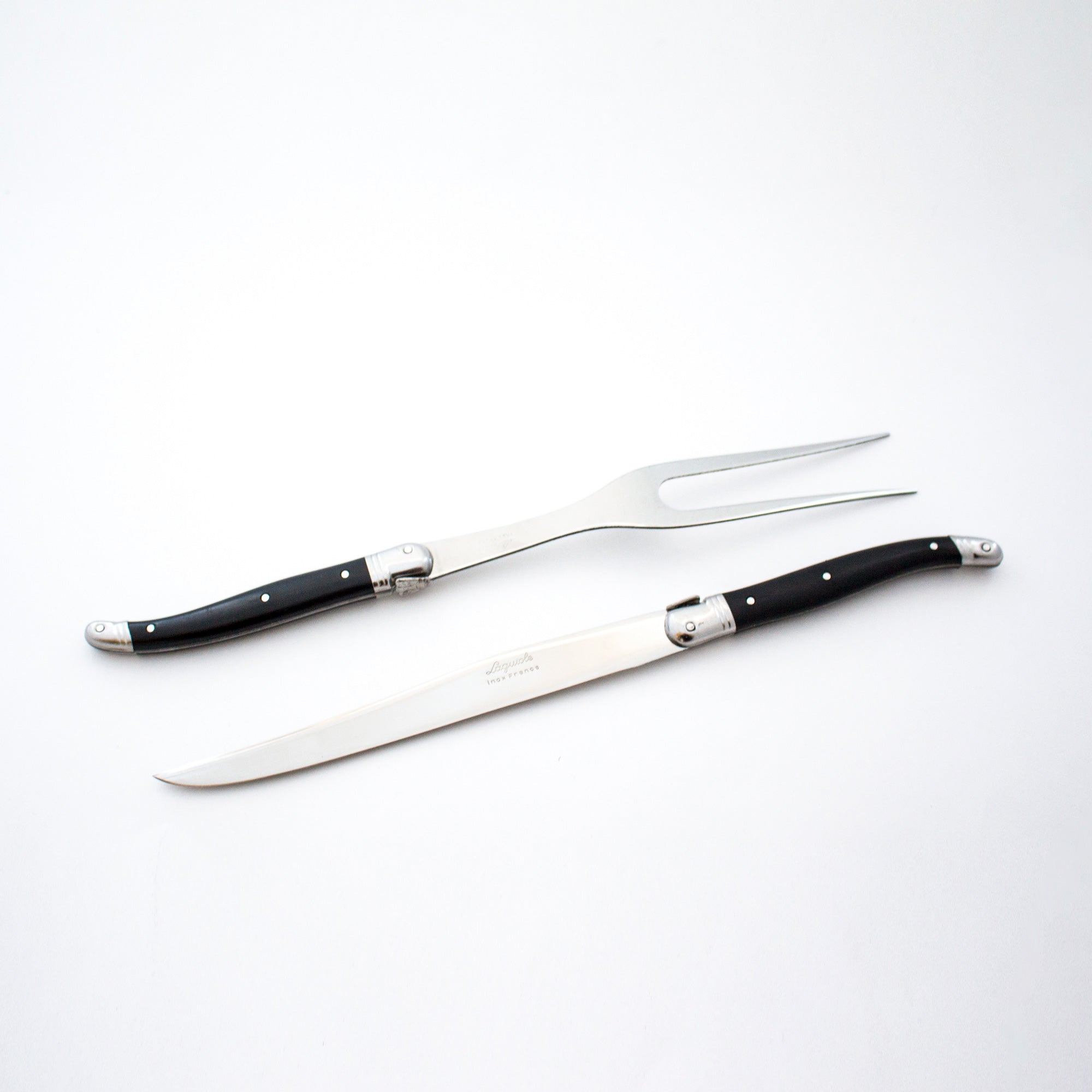 Laguiole Black Carving Set in Wood Box (Carving Knife and Carving Fork) - French Dry Goods