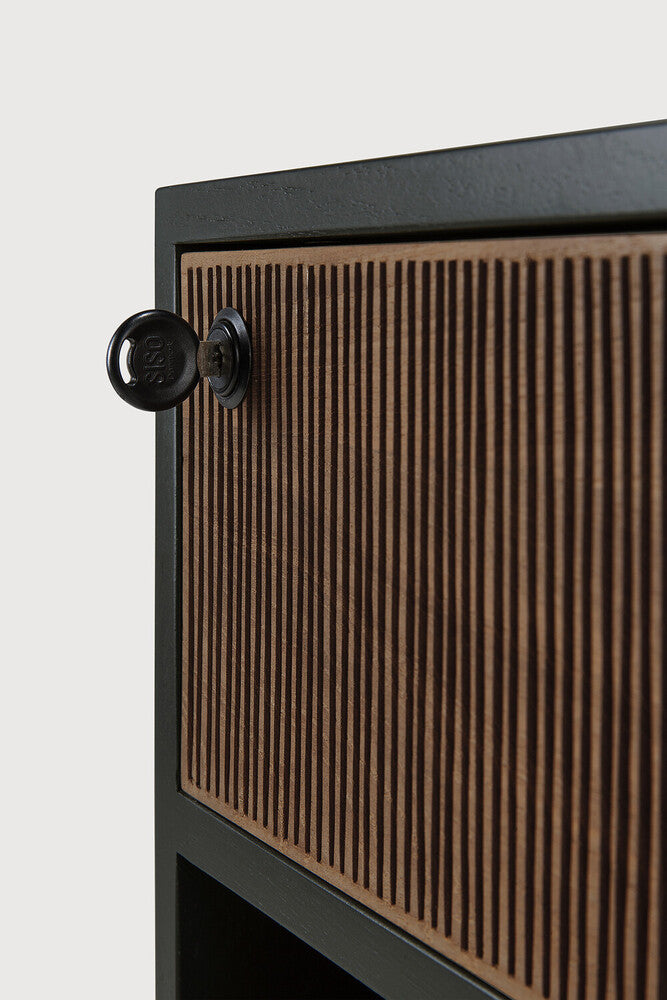 Oscar drawer unit - varnished teak - black - 1 drawer - with keylock