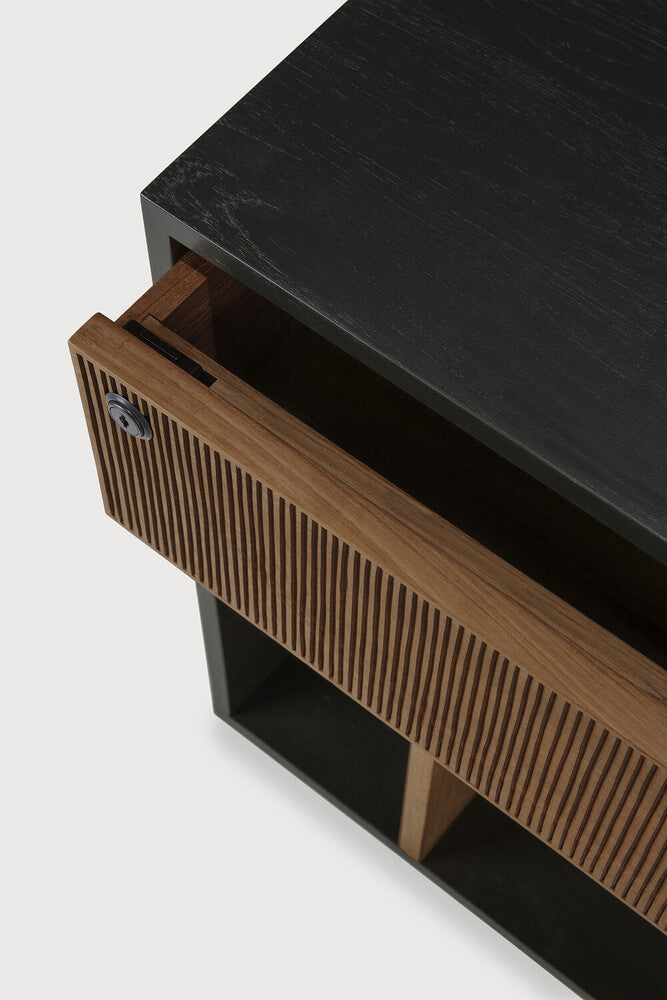 Oscar drawer unit - varnished teak - black - 1 drawer - with keylock