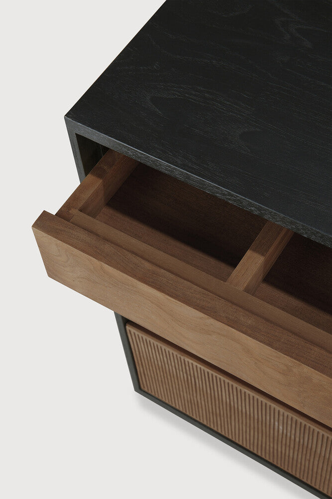 Oscar drawer unit - varnished teak - black - 3 drawers - with keylock