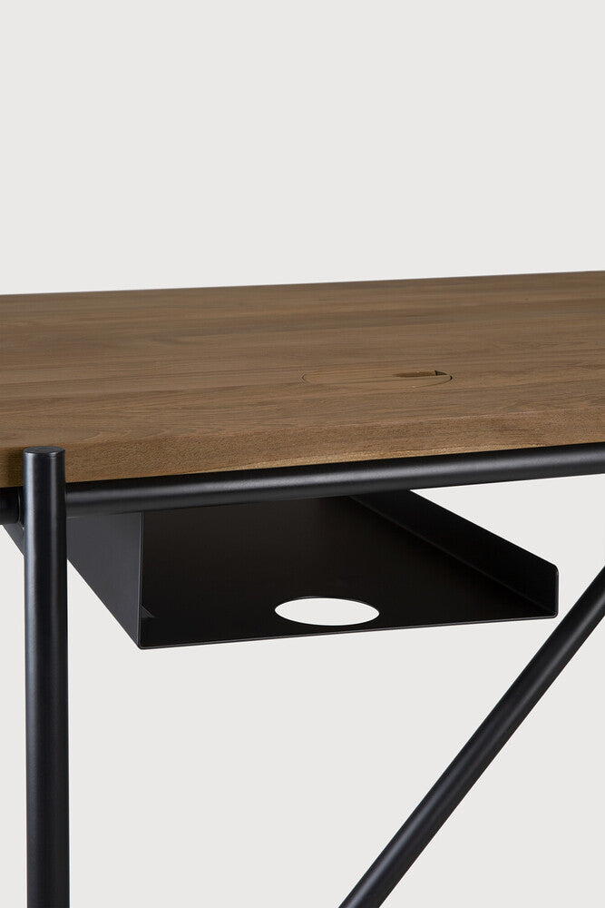 Oscar desk - teak - rectangular - with cable management