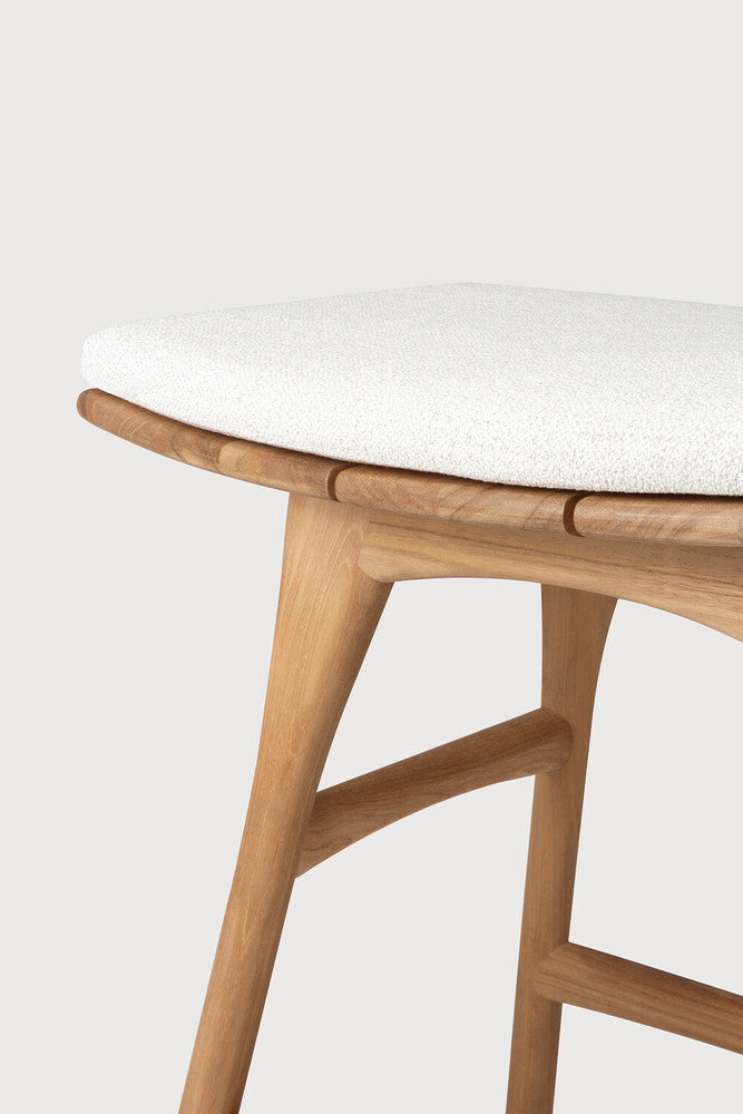 Osso Teak Outdoor Stool - Off White Fabric