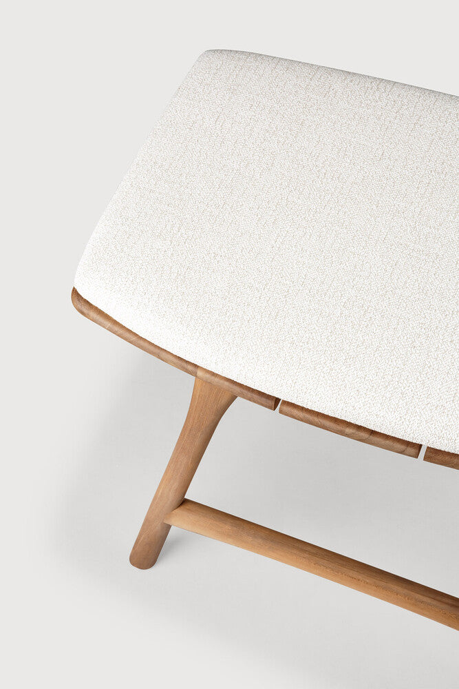 Osso Teak Outdoor Stool - Off White Fabric
