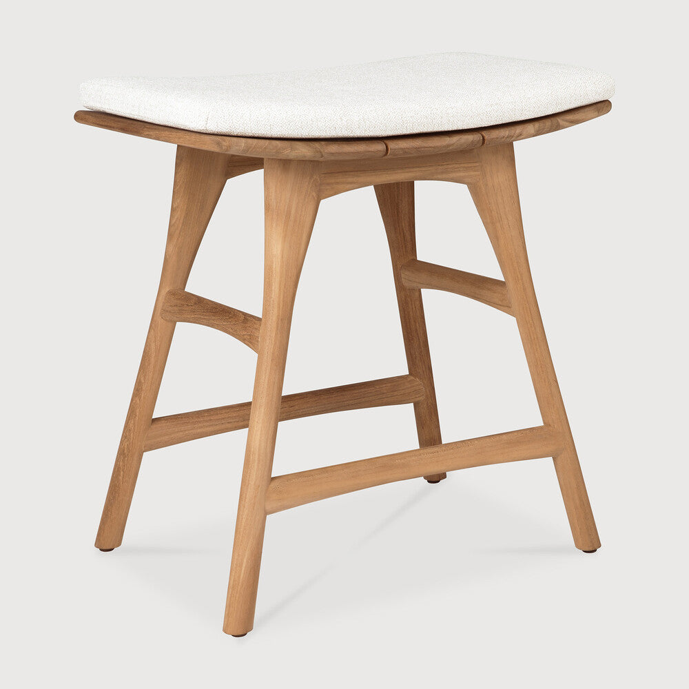 Osso Teak Outdoor Stool - Off White Fabric