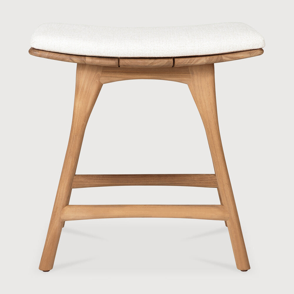Osso Teak Outdoor Stool - Off White Fabric