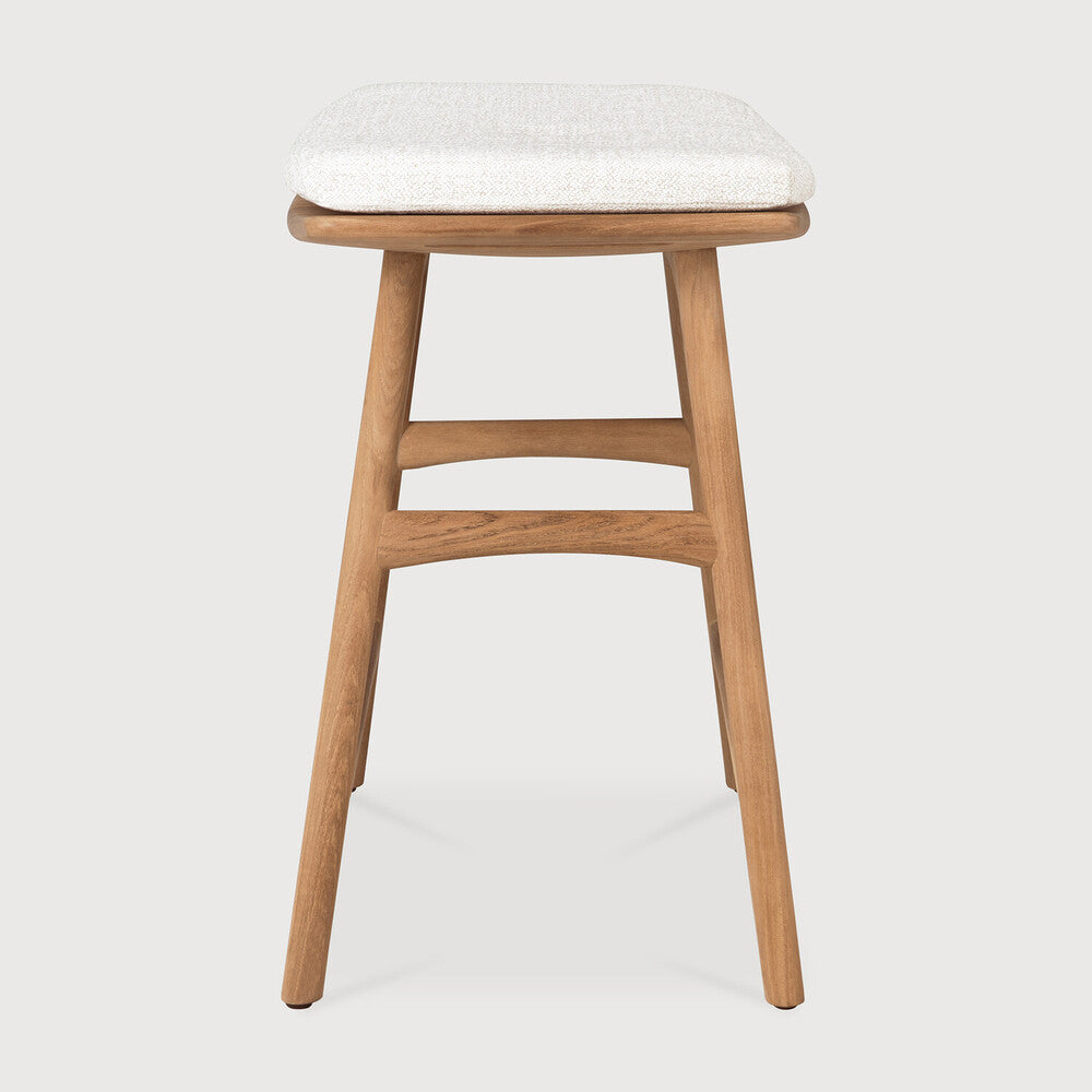 Osso Teak Outdoor Stool - Off White Fabric