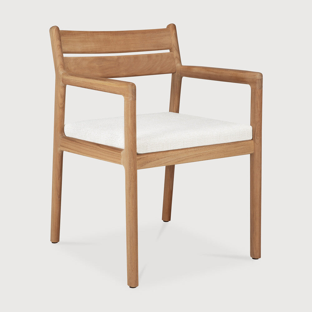 Jack outdoor dining chair - teak - Off White fabric - with arms