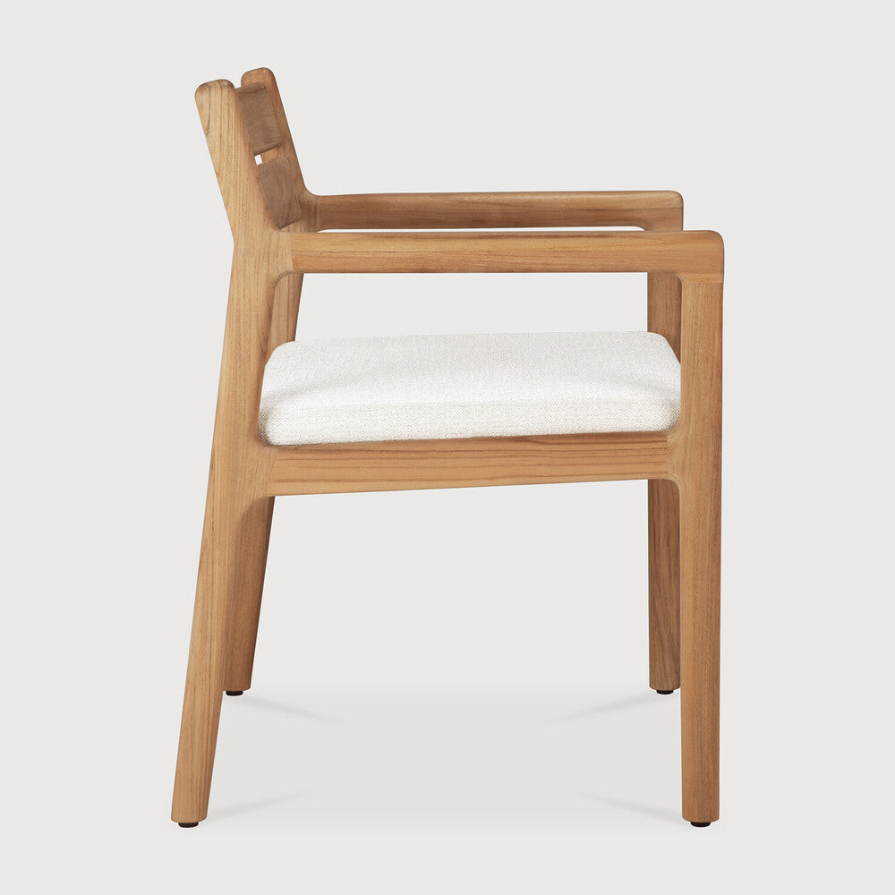 Jack outdoor dining chair - teak - Off White fabric - with arms