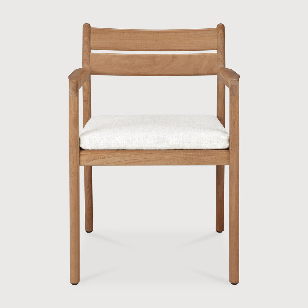Jack outdoor dining chair - teak - Off White fabric - with arms