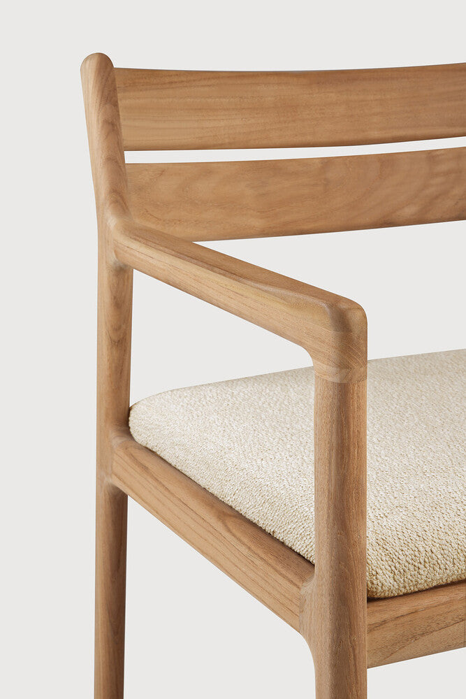 Jack outdoor dining chair - teak - Natural fabric - with arms