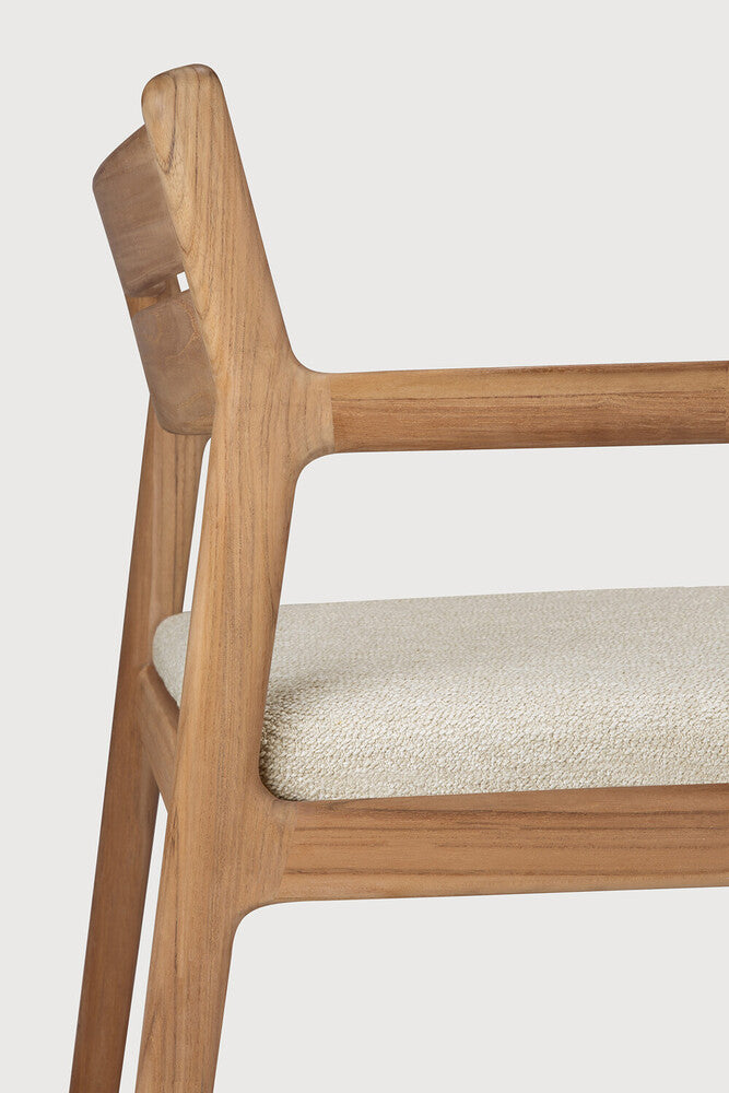 Jack outdoor dining chair - teak - Natural fabric - with arms