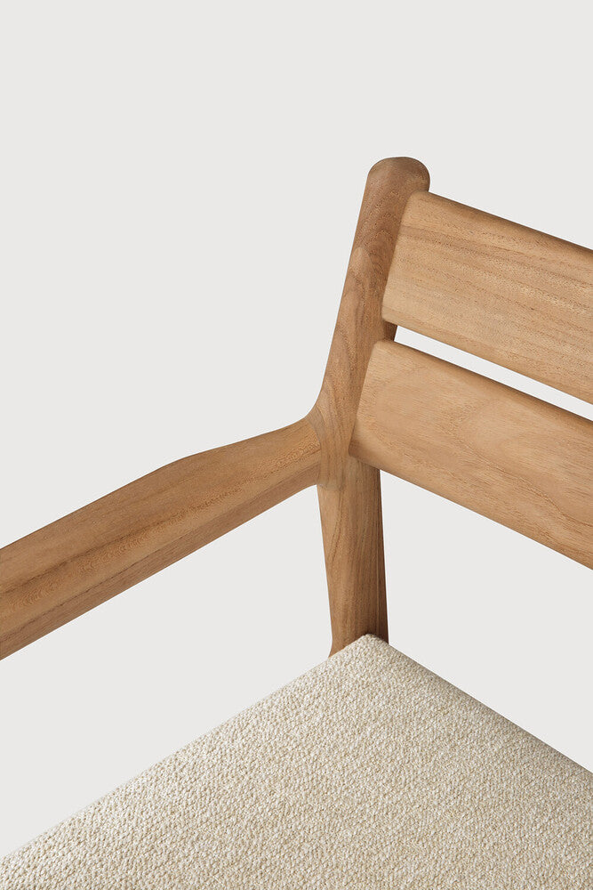 Jack outdoor dining chair - teak - Natural fabric - with arms
