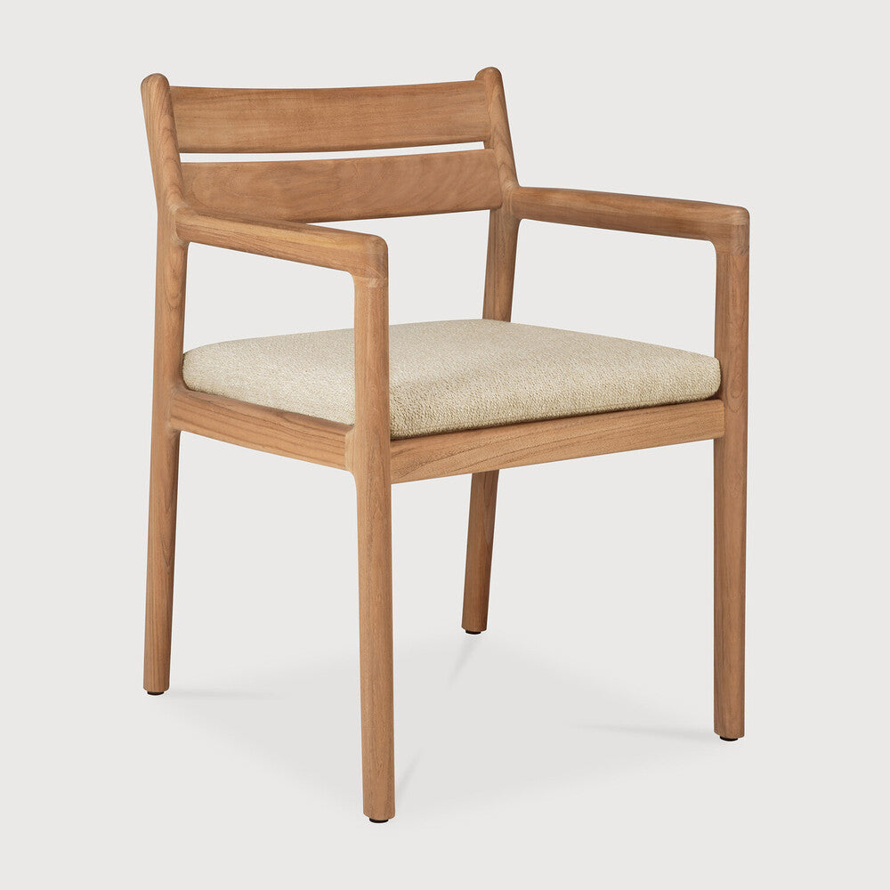 Jack outdoor dining chair - teak - Natural fabric - with arms