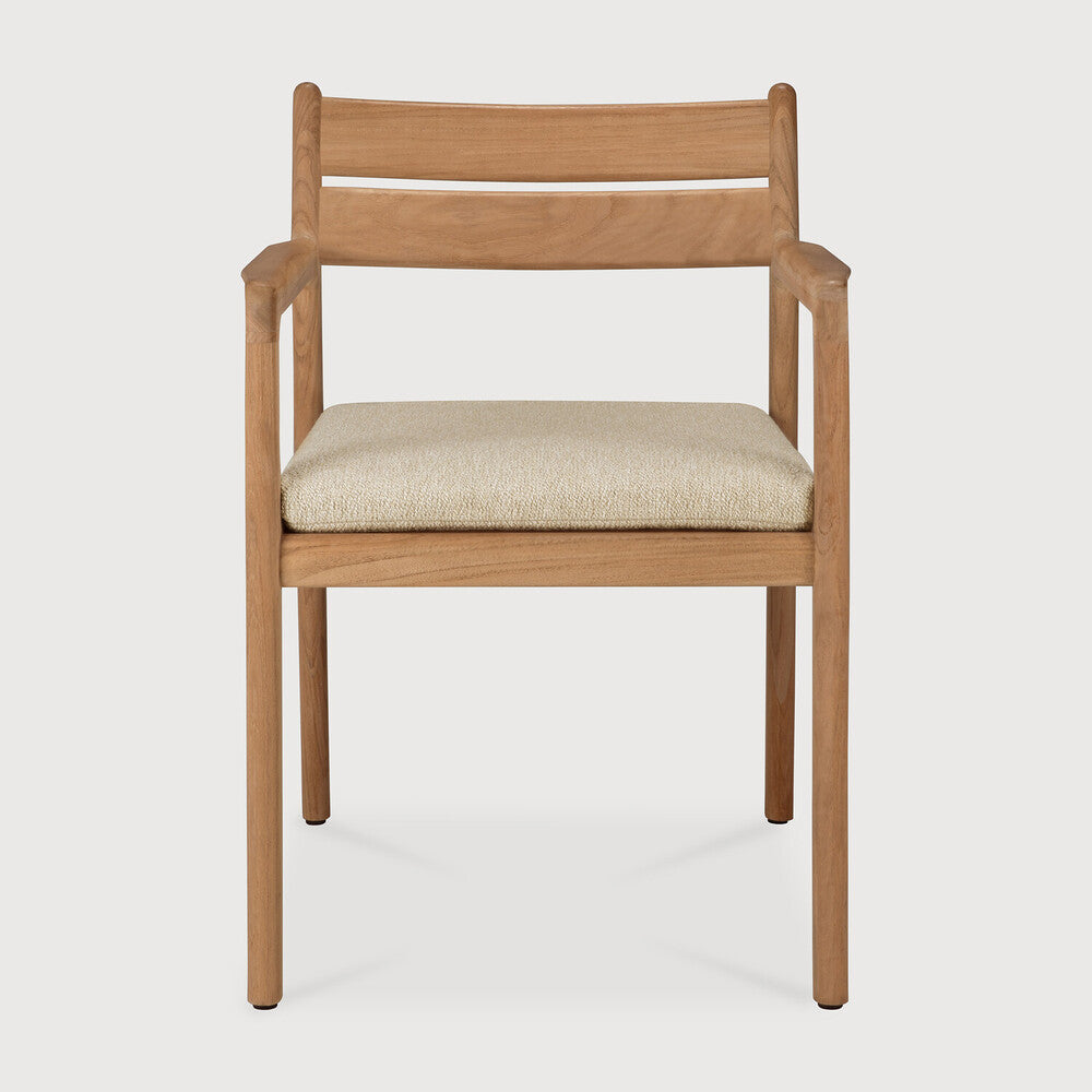 Jack outdoor dining chair - teak - Natural fabric - with arms