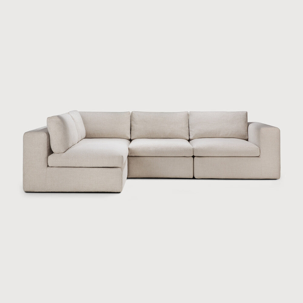 Mellow sofa - Ivory fabric - corner - removable cover