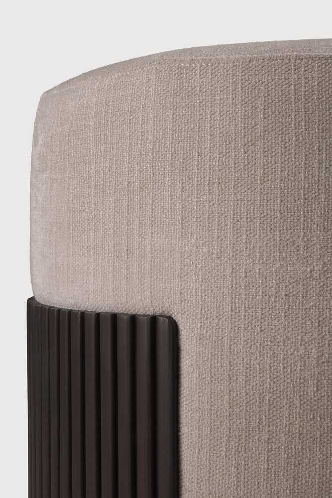 Roller Max Pouf, Varnished Mahogany, Dark Brown, Rice Fabric