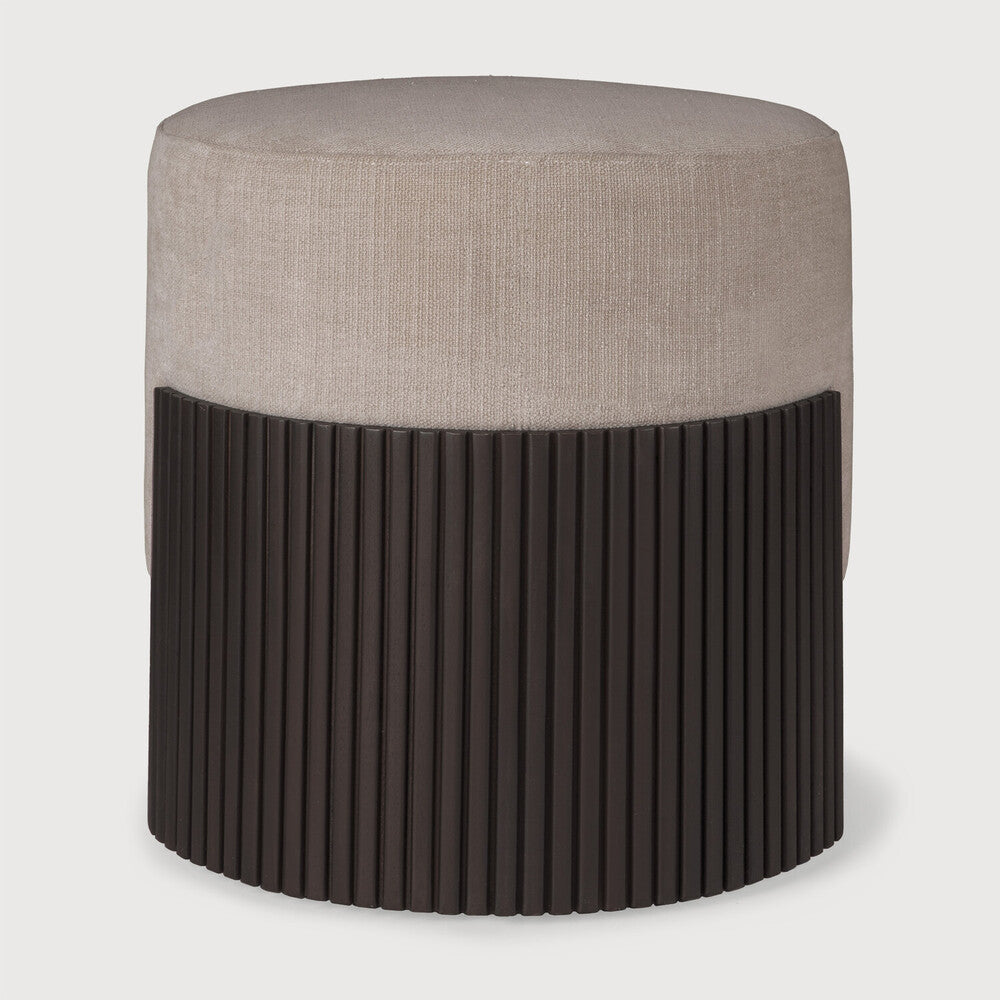 Roller Max Pouf, Varnished Mahogany, Dark Brown, Rice Fabric