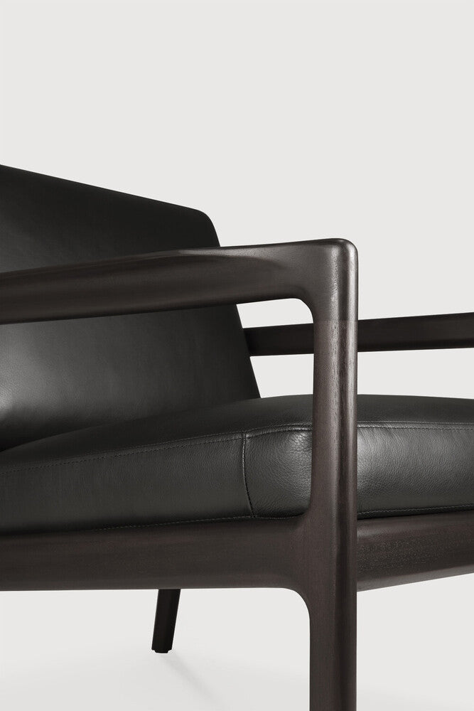 Jack Lounge Chair, Varnished Mahogany, Dark Brown, Black Leather
