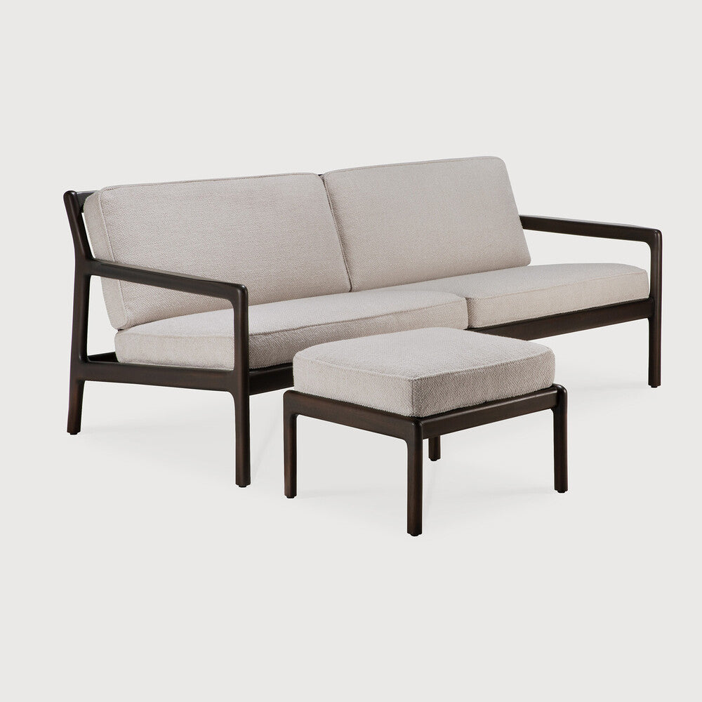 Jack sofa - varnished mahogany - dark brown - Ivory fabric - 2+ seater