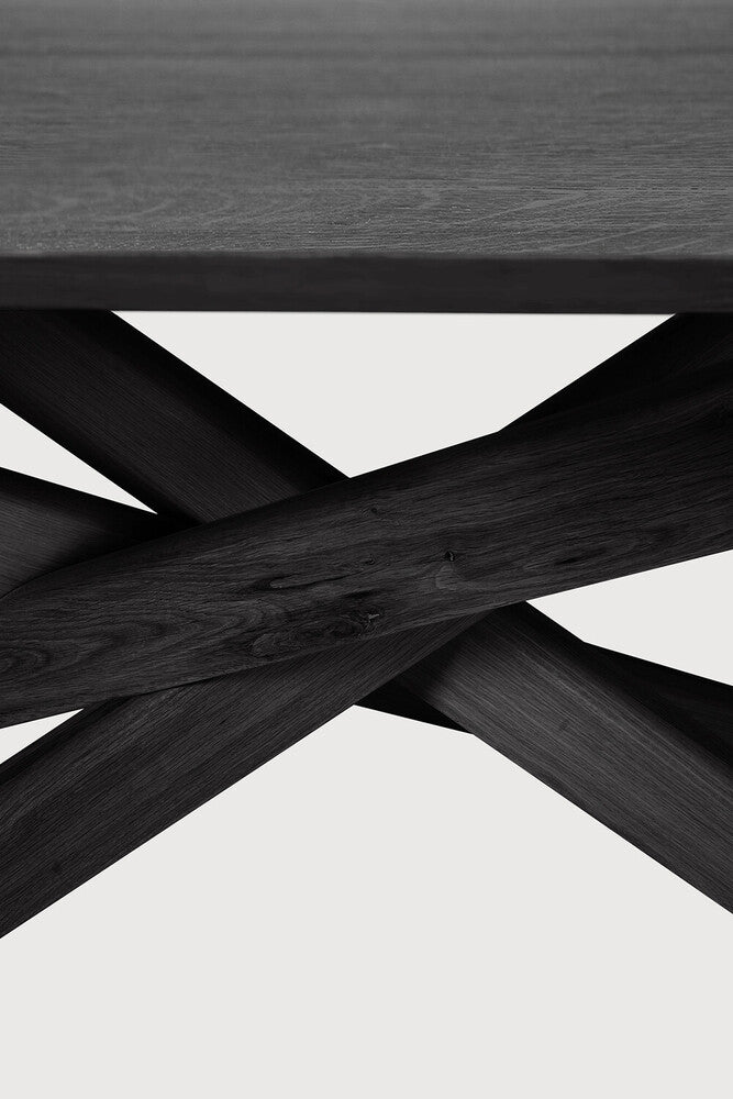 Mikado Dining Table, Varnished Oak, Black, Rectangular