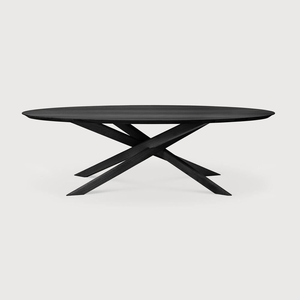 Mikado Dining Table, Varnished Oak, Black, Oval