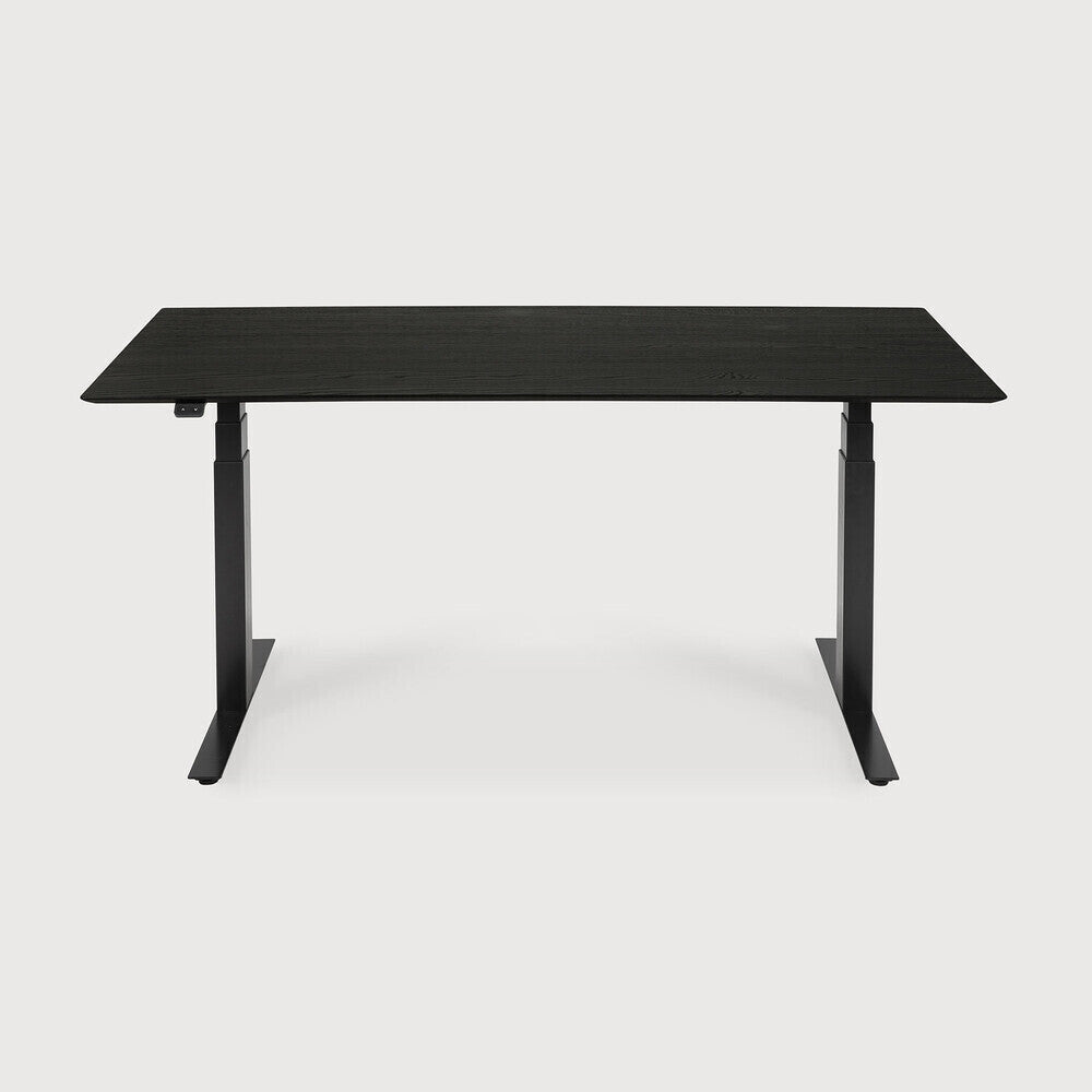 Bok Adjustable Solid Black Oak Desk, Black Base, 67"