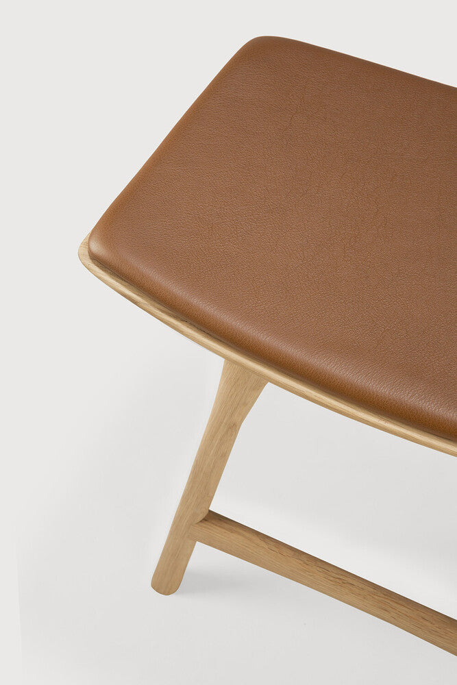 Osso Solid Oak Stool, Cognac Leather