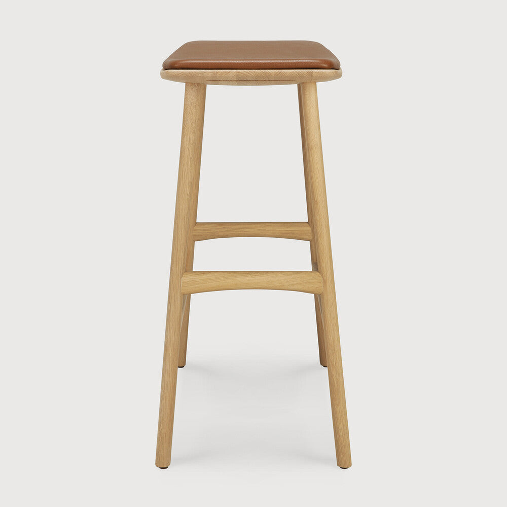 Osso Counter Stool, Varnished Oak, Cognac Leather