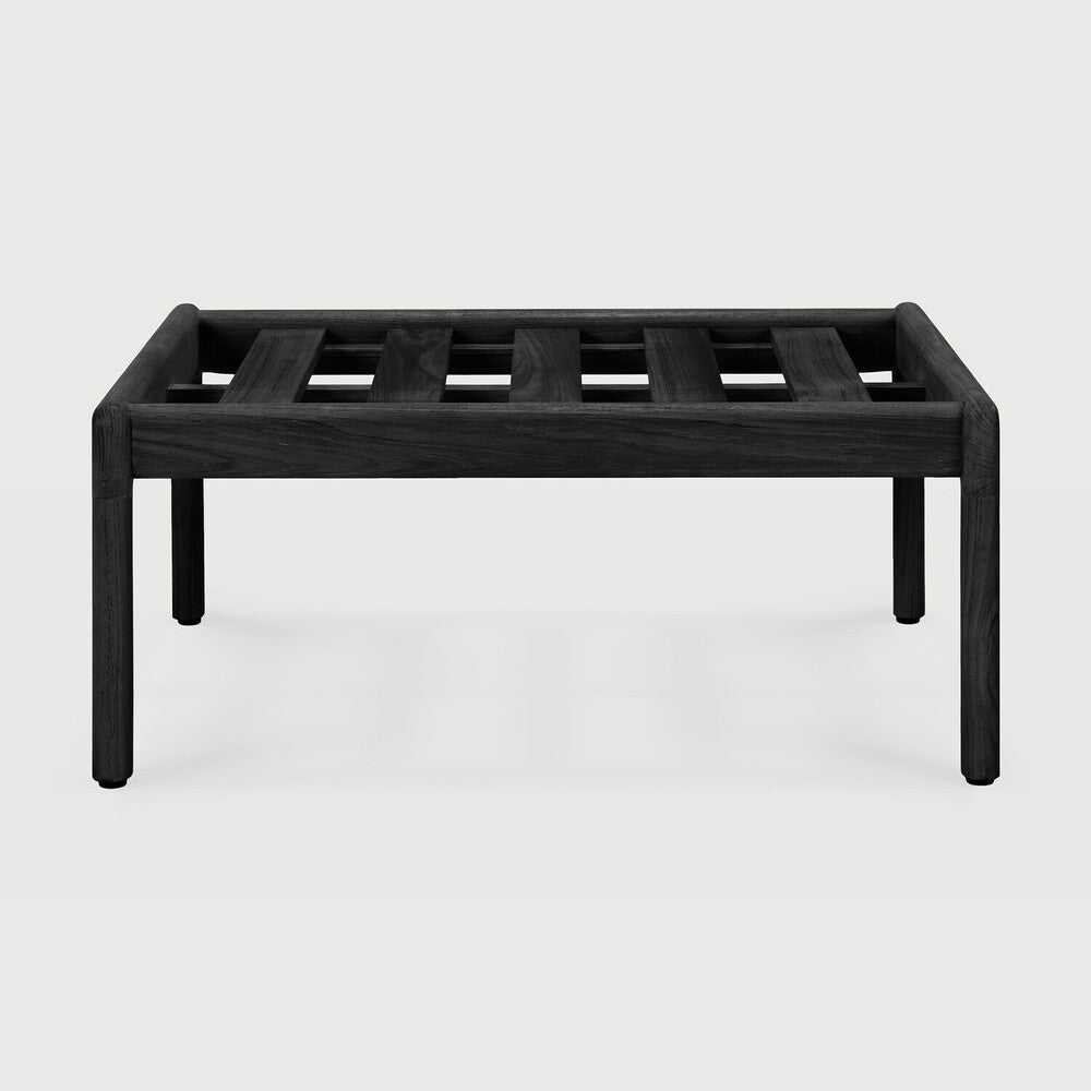Jack Solid Black Teak Outdoor Footstool Frame