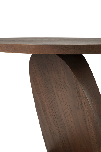 Oblic Side Table, Varnished Teak, Brown, Round