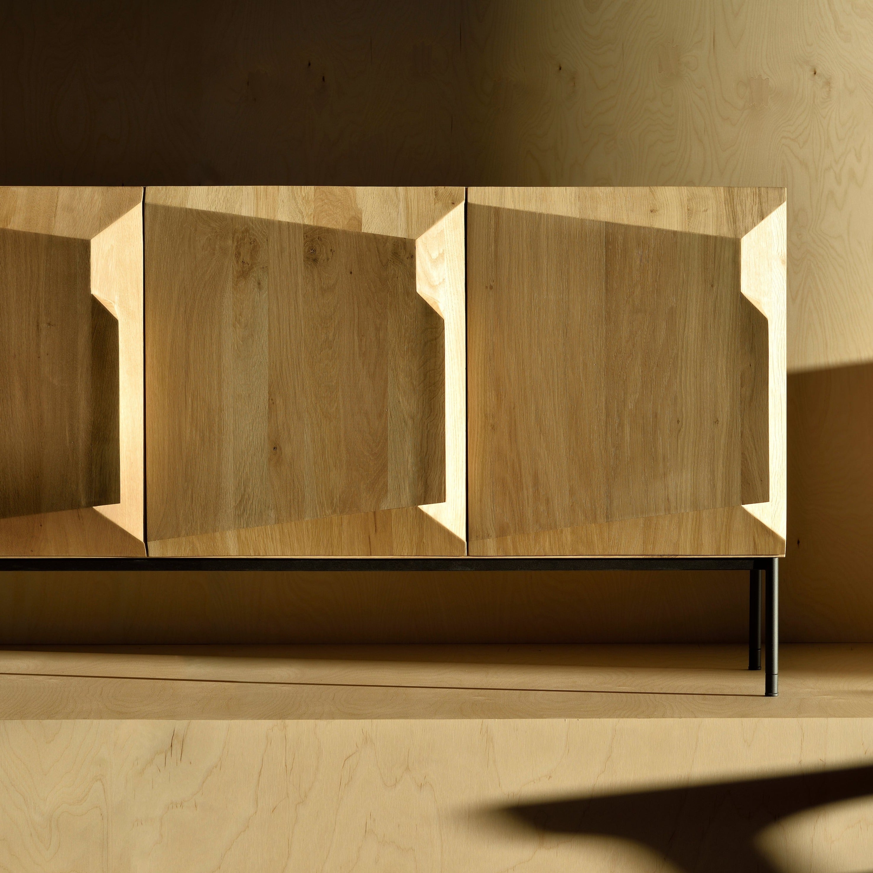 Stairs Oak Sideboard, 3 Doors