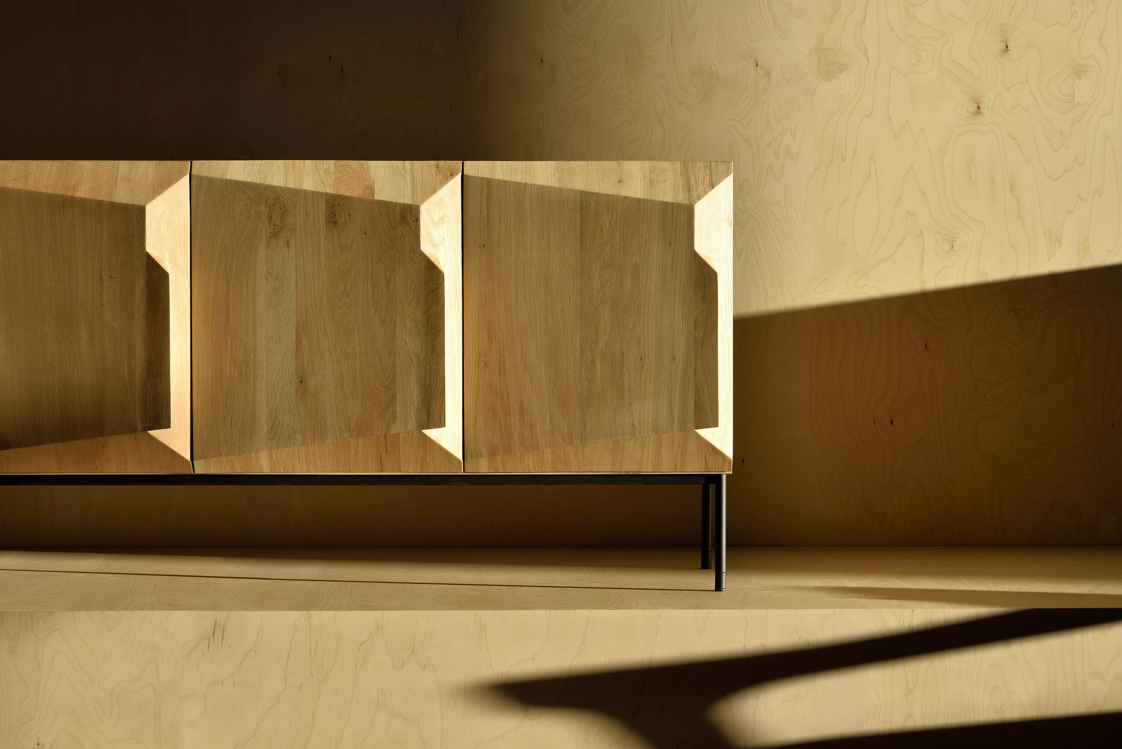 Stairs Oak Sideboard, 3 Doors