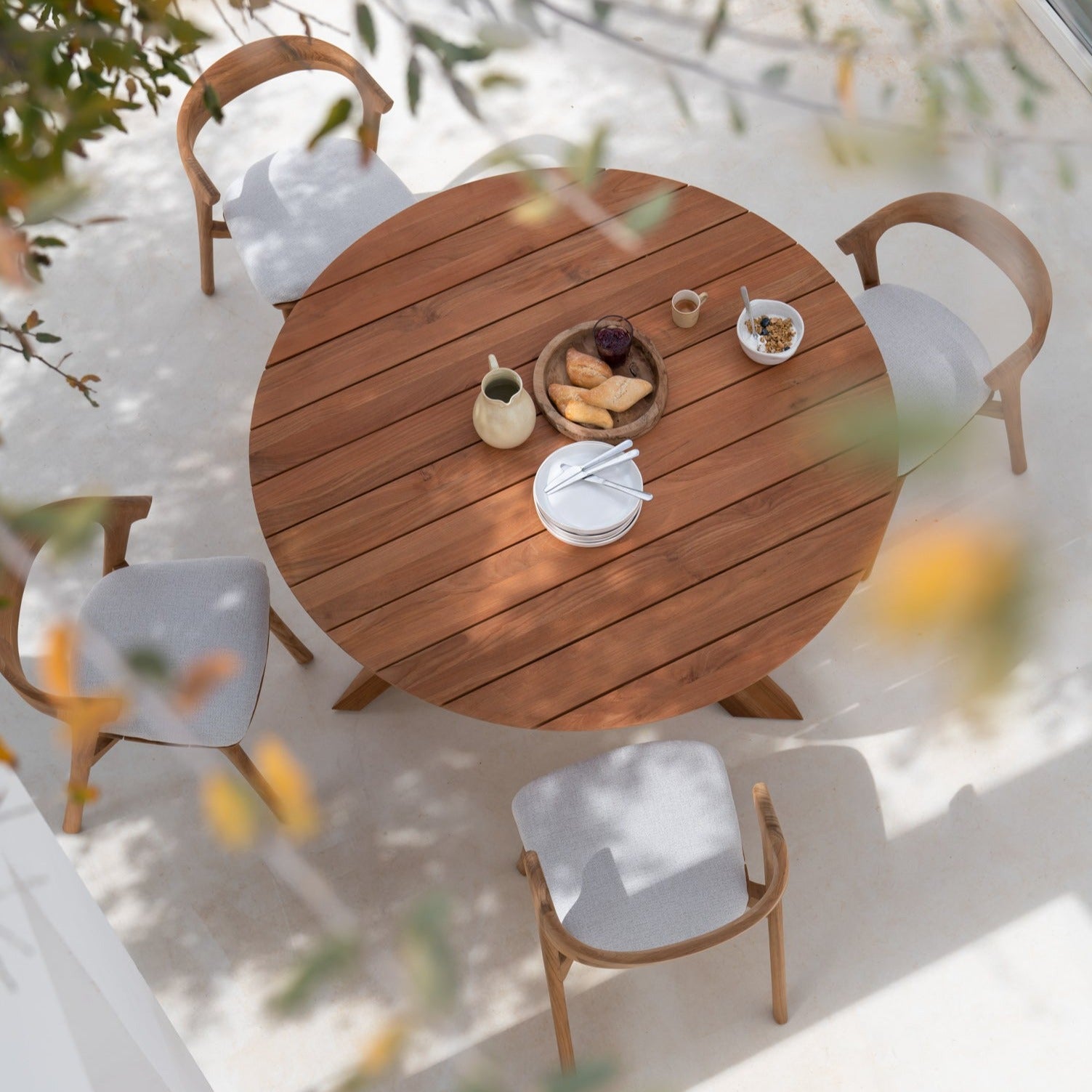 Circle Solid Teak Outdoor Dining Table, 54"