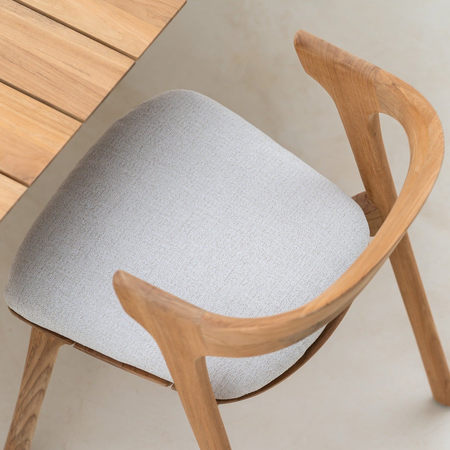 Bok Outdoor Dining Chair Cushion, Off White Fabric