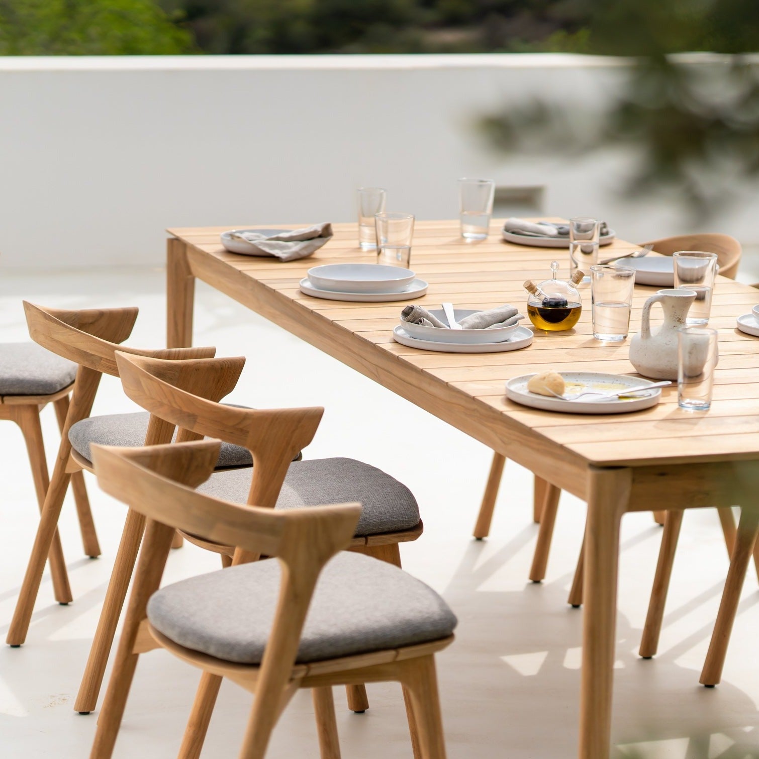 Bok Solid Teak Outdoor Dining Table, 98"