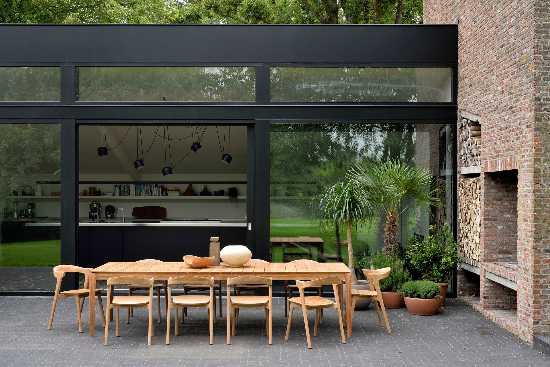 Bok Solid Teak Outdoor Dining Table, 118"