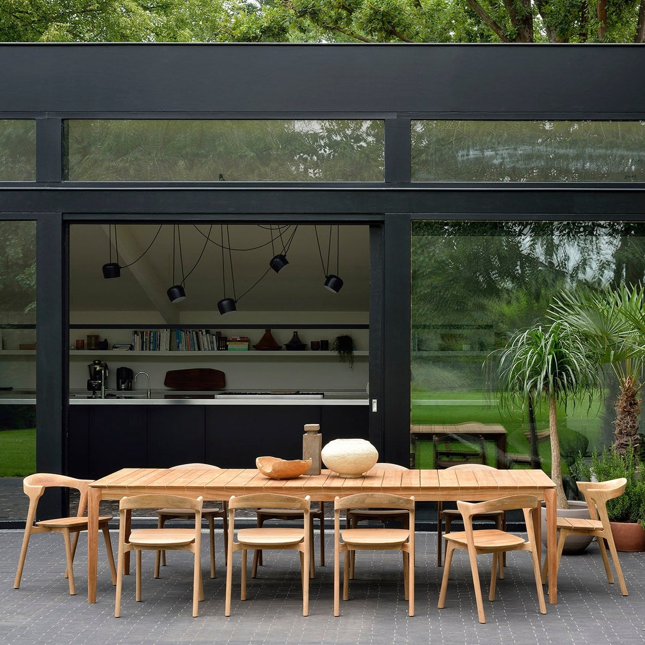 Bok Solid Teak Outdoor Dining Table, 118"