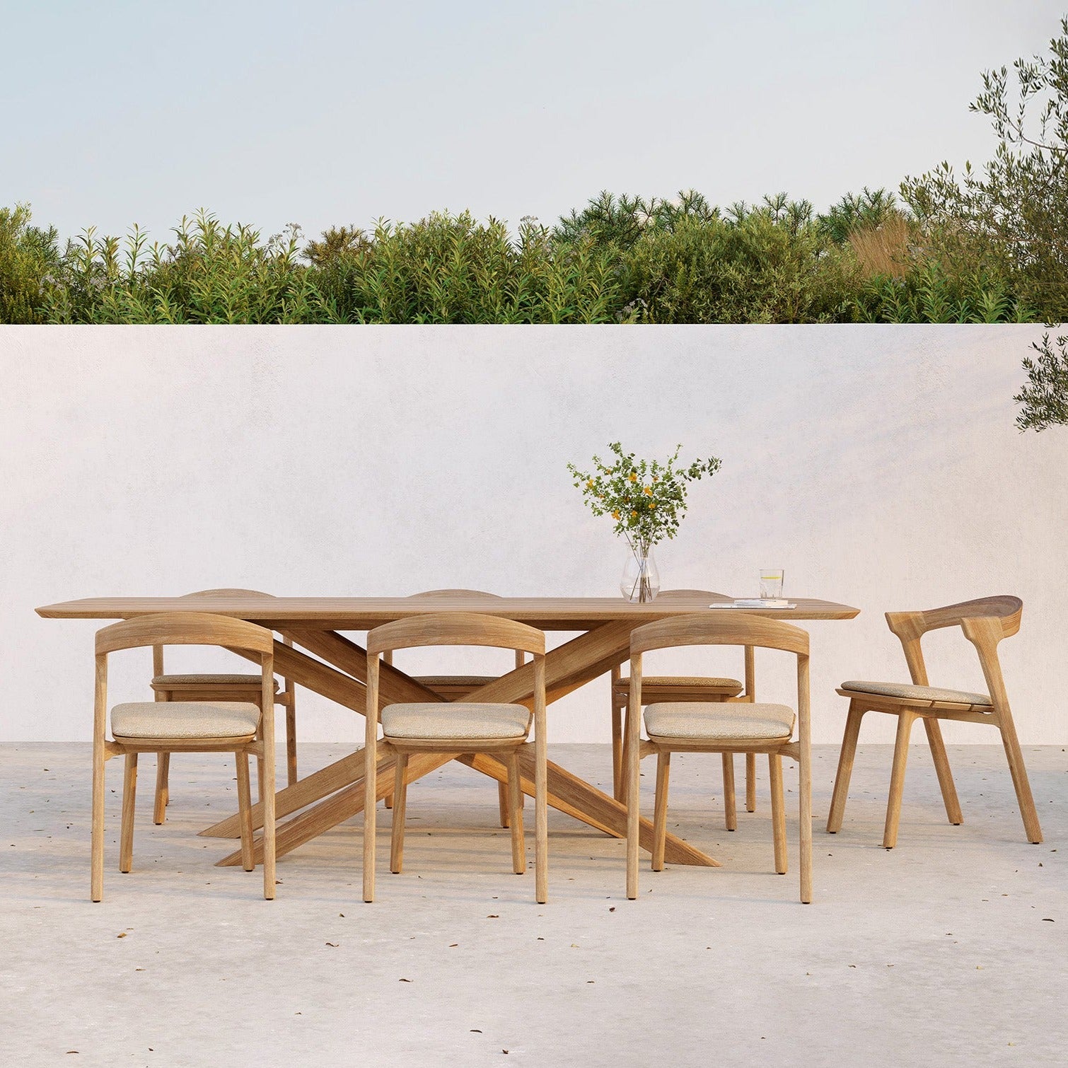 Bok Outdoor Dining Chair Cushion, Natural Fabric