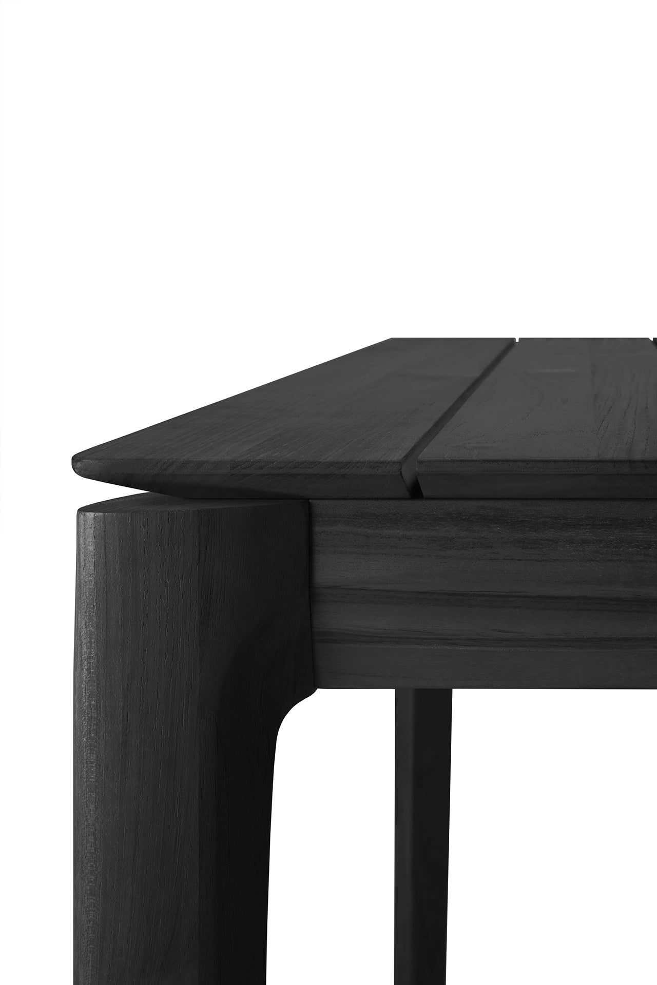 Bok Solid Black Teak Outdoor Dining Table, 98"