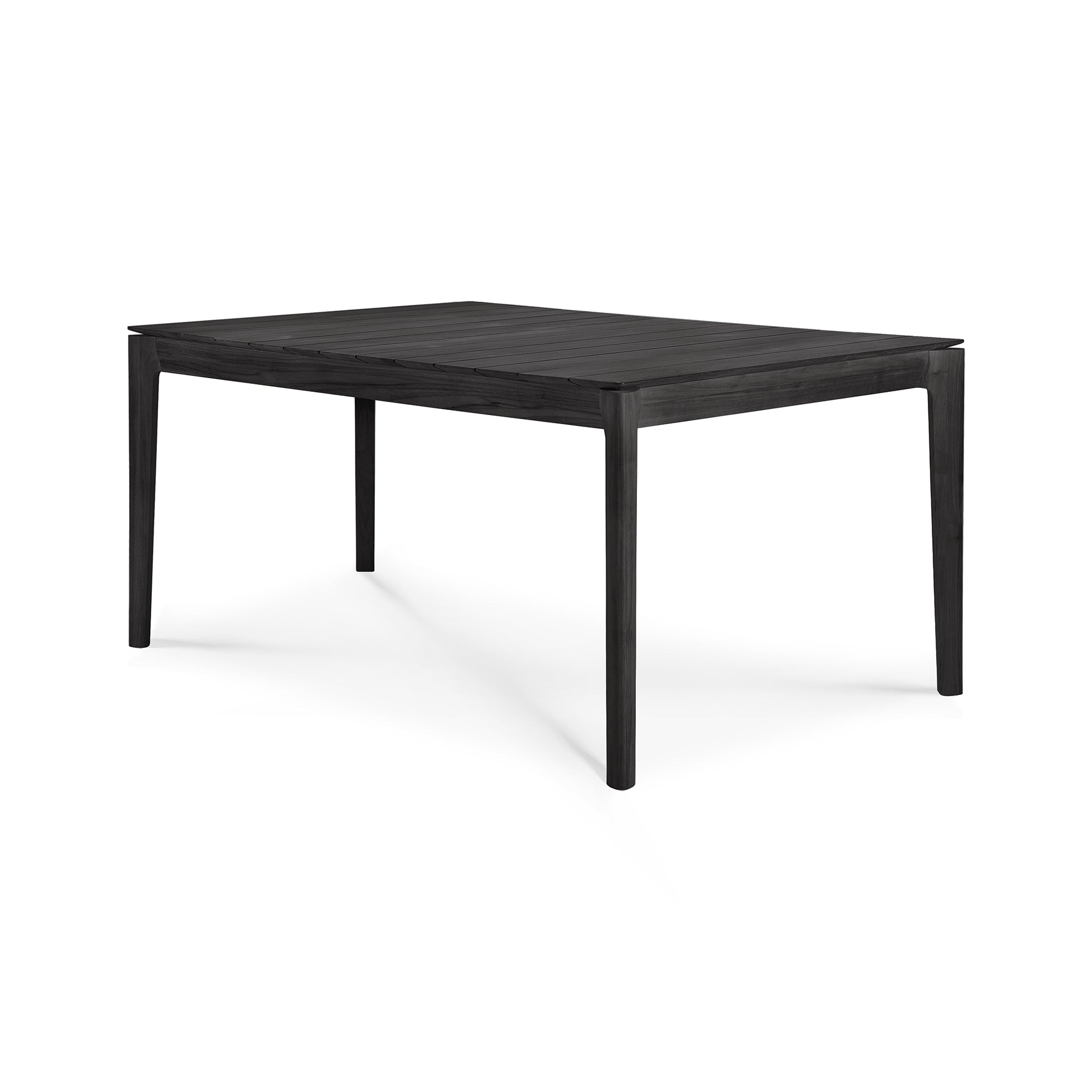 Bok Solid Black Teak Outdoor Dining Table, 64"