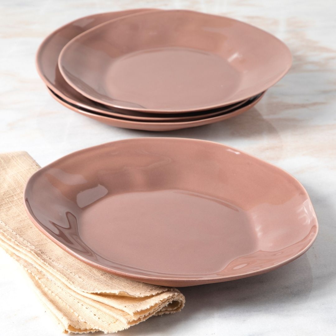 Tam Stoneware Dinner Plate, Terracotta Rose, Set of 4