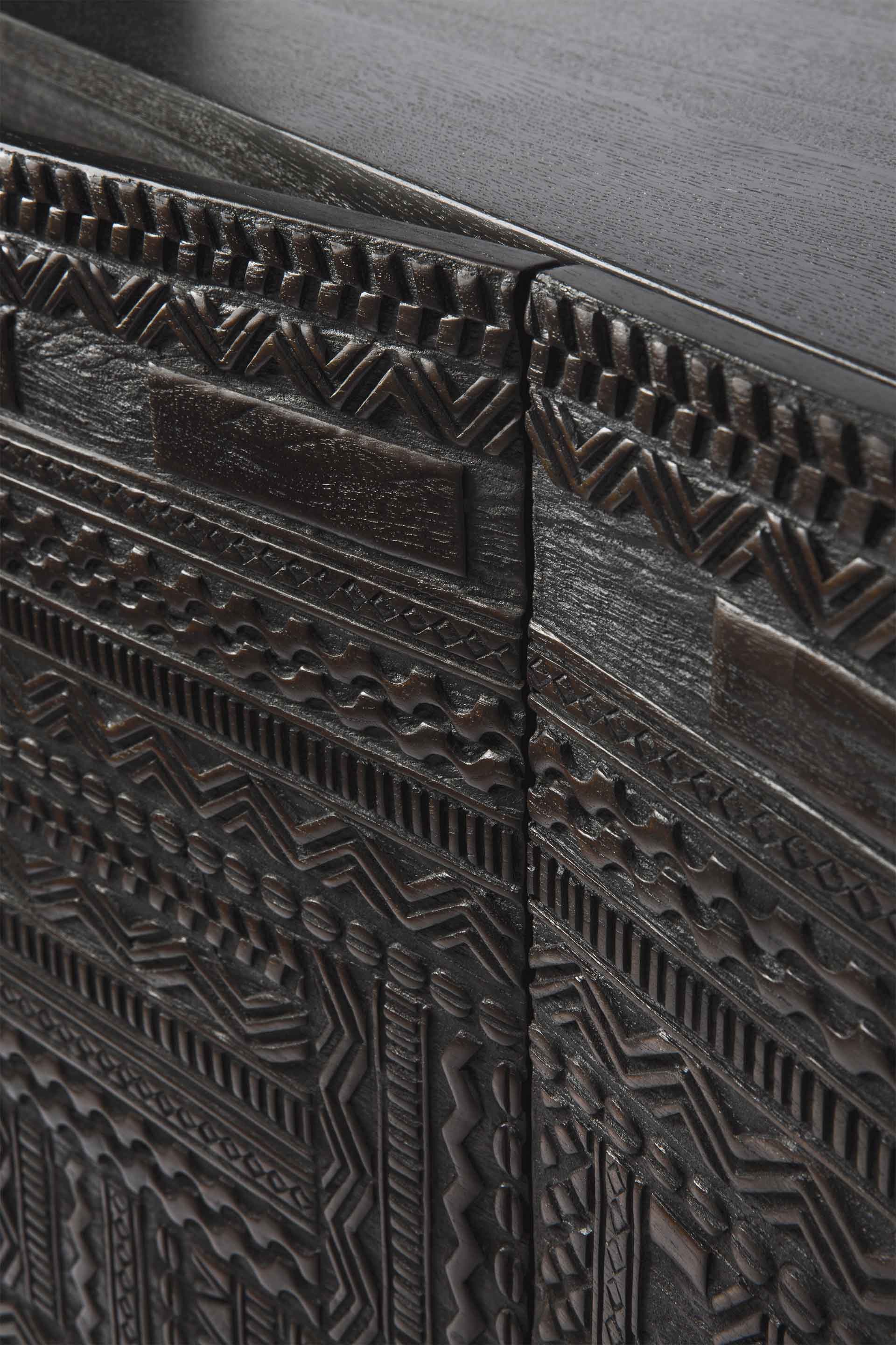 Tabwa Black Teak Sideboard, 4 Doors