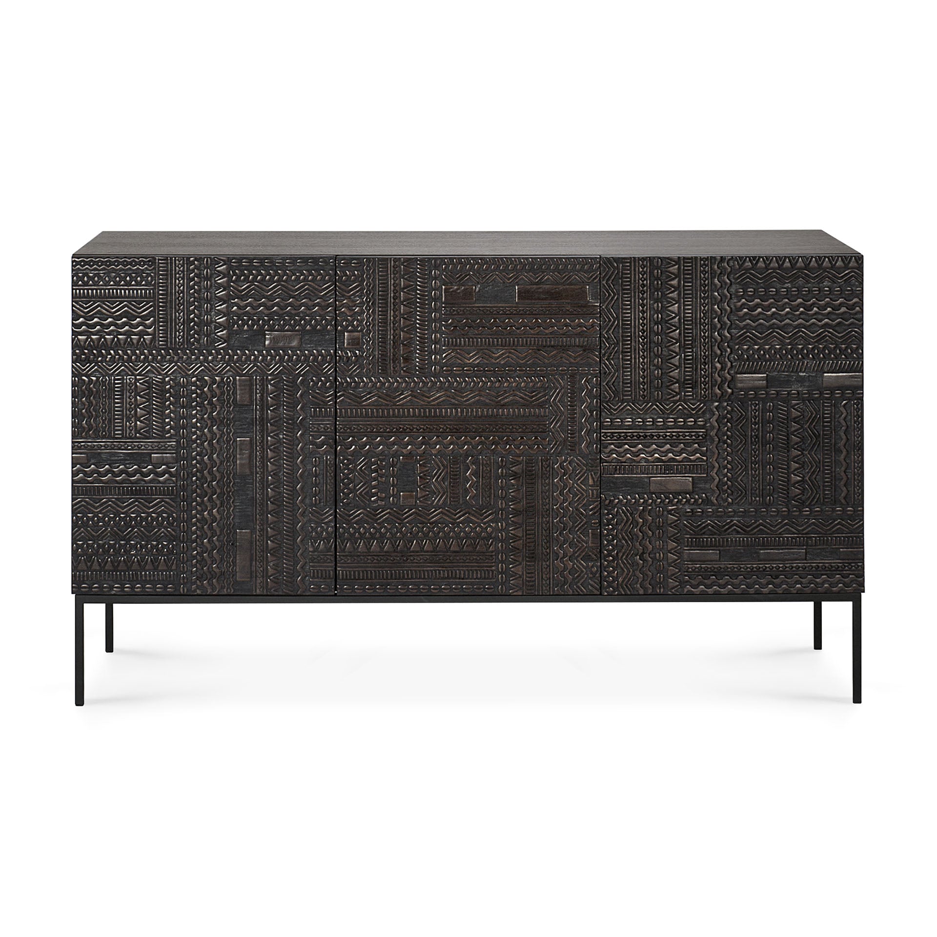 Tabwa Black Teak Sideboard, 3 Doors
