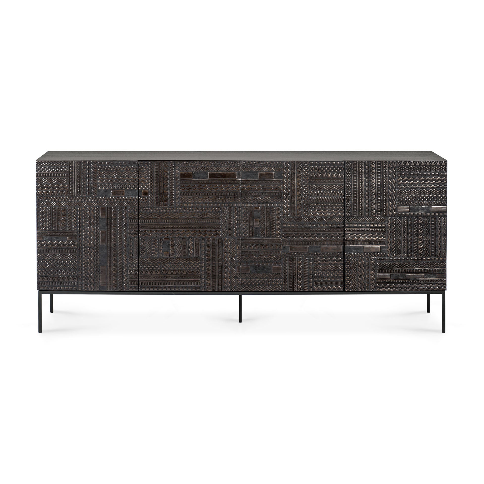 Tabwa Black Teak Sideboard, 4 Doors