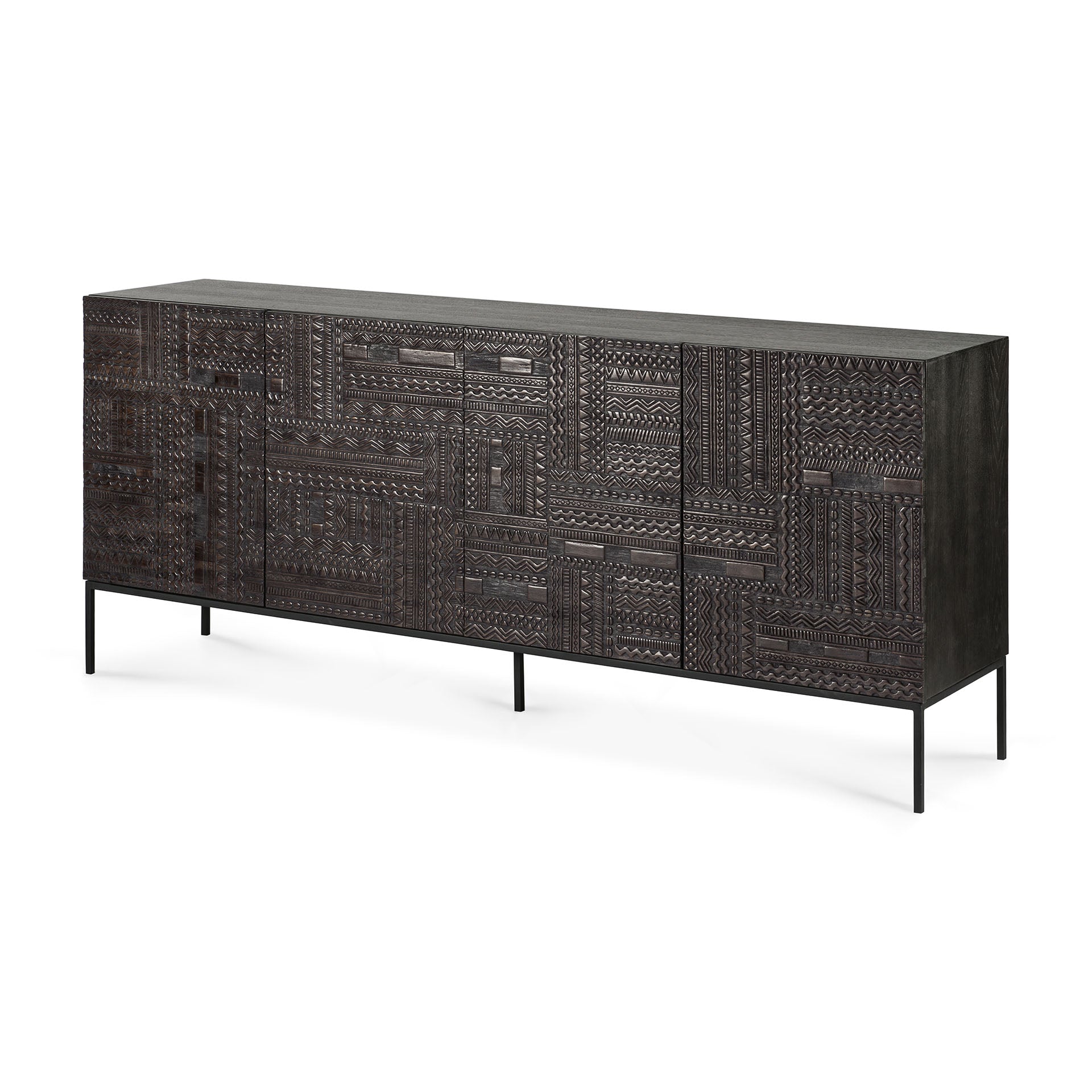 Tabwa Black Teak Sideboard, 4 Doors