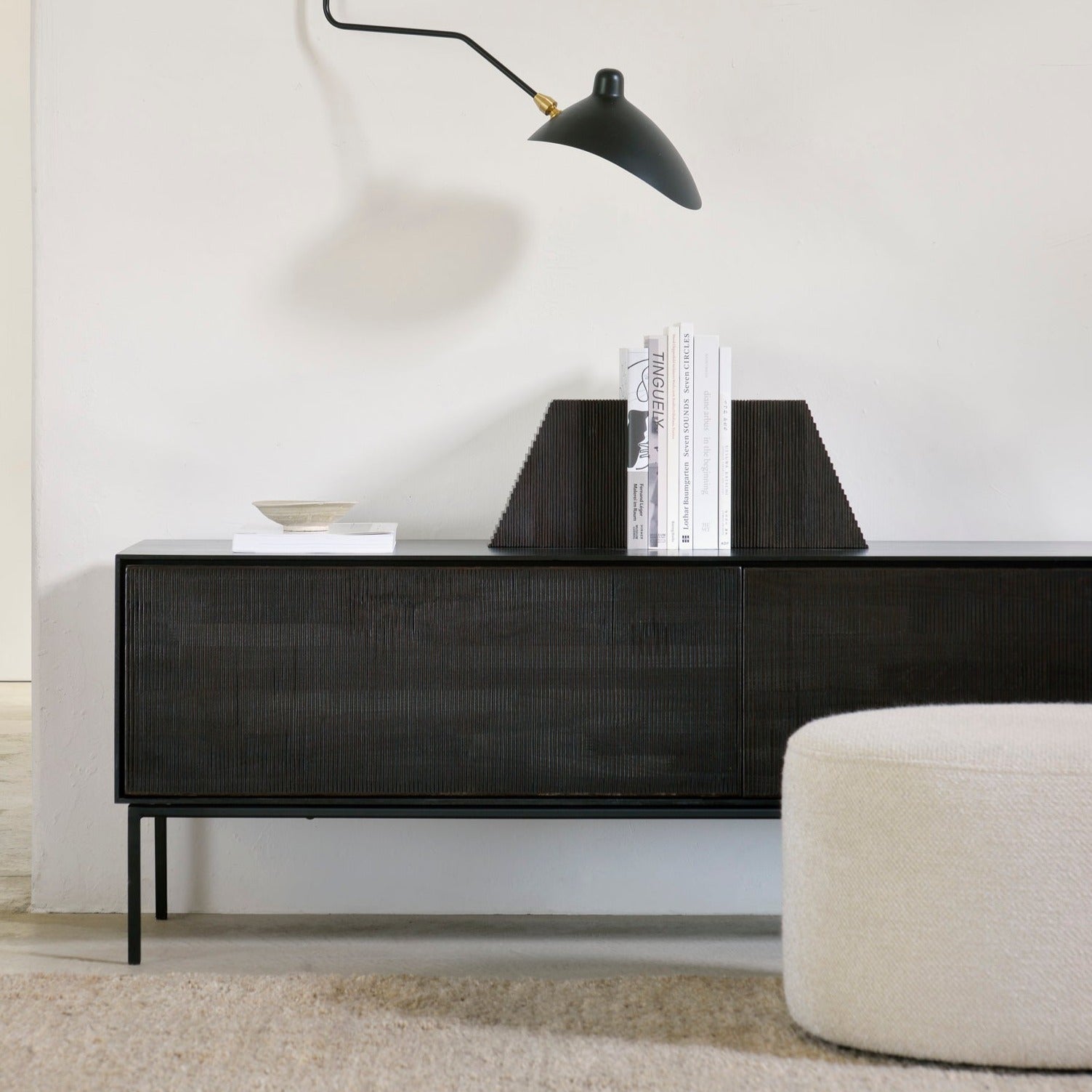 Grooves Solid Teak Media Console, 64"