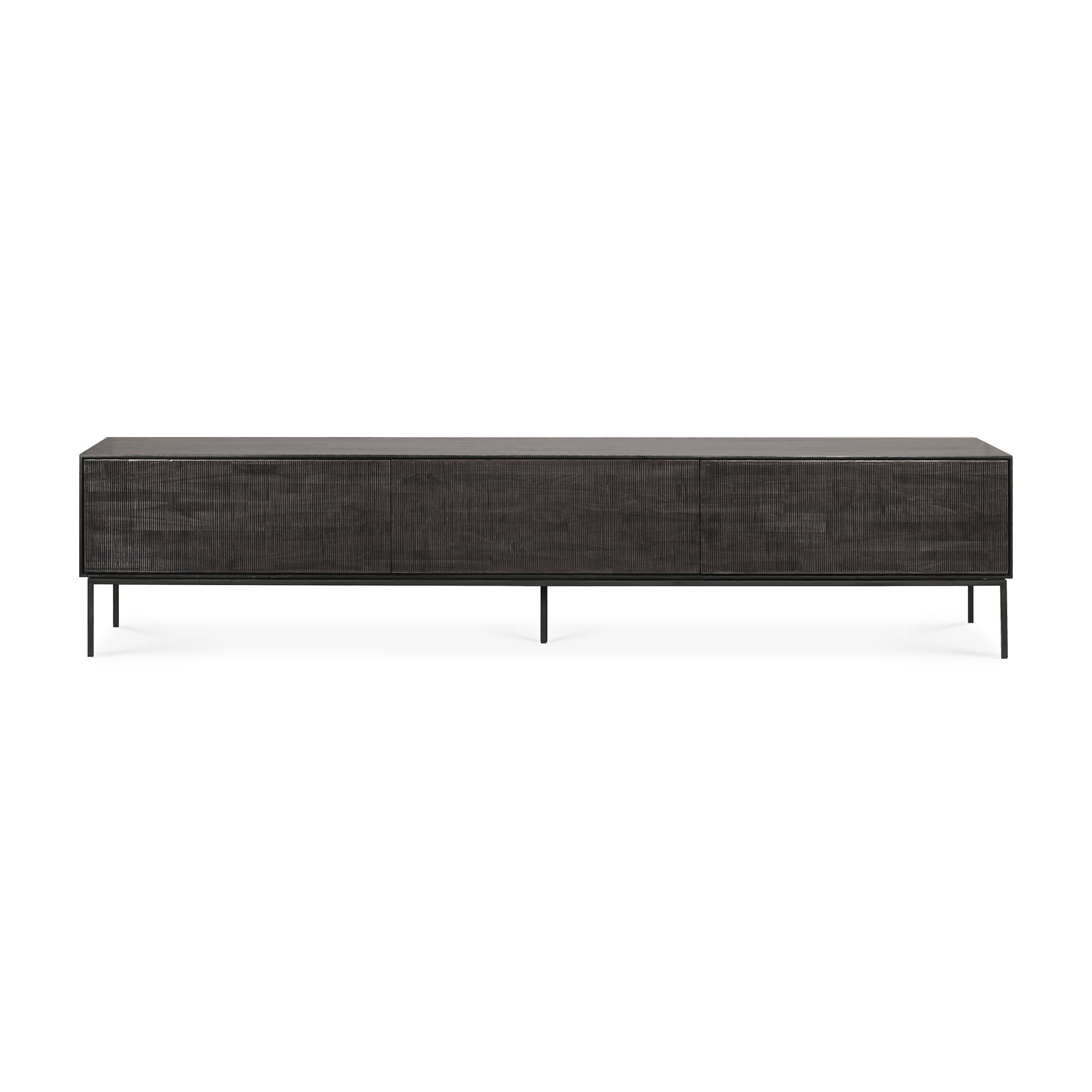 Grooves Solid Teak Media Console, 95.5&quot;